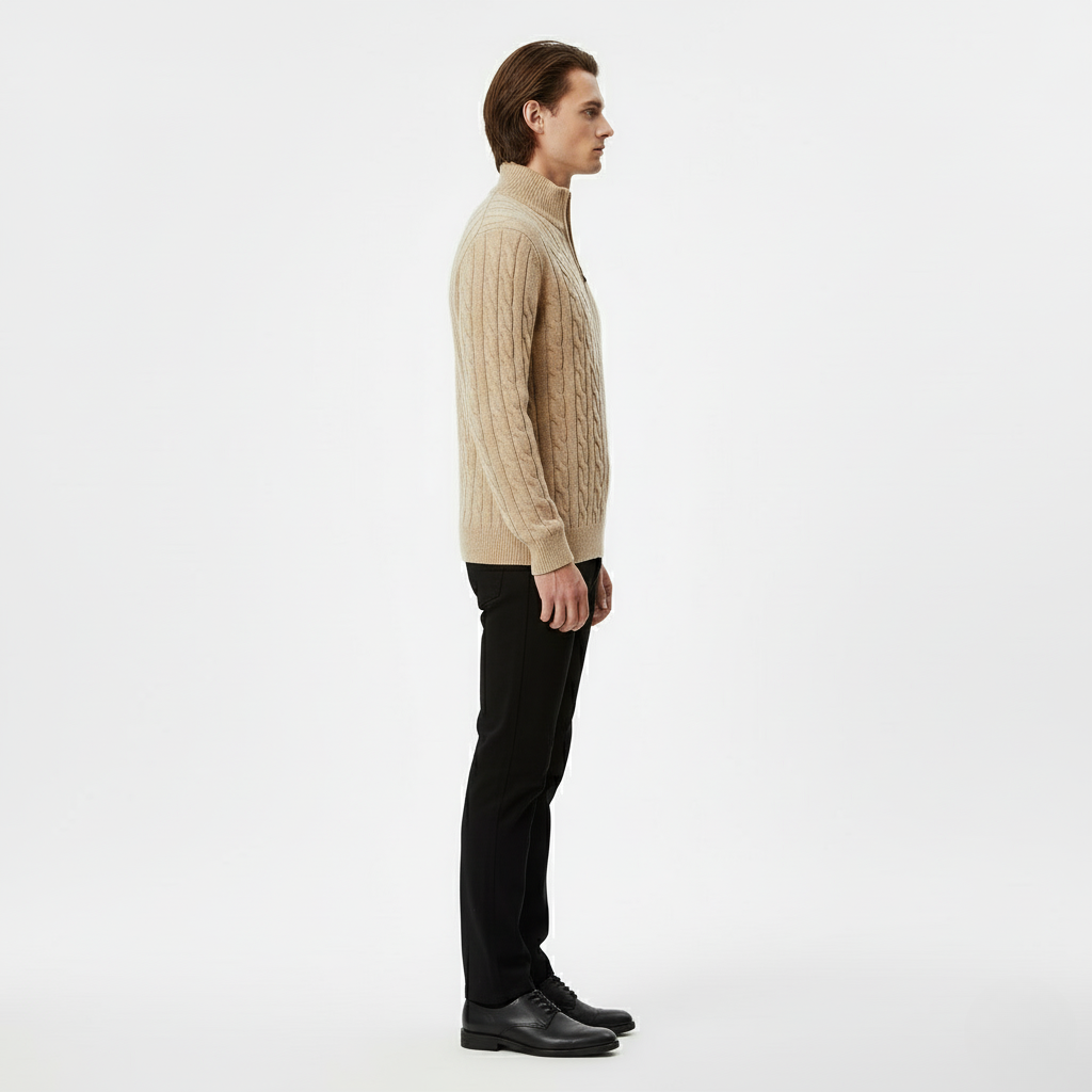 Cable Knit Quarter Zip Sweater