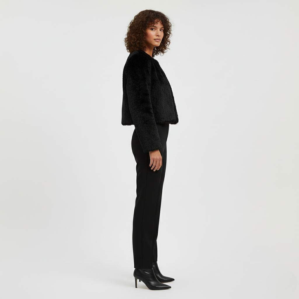 Cropped Faux Fur Jacket