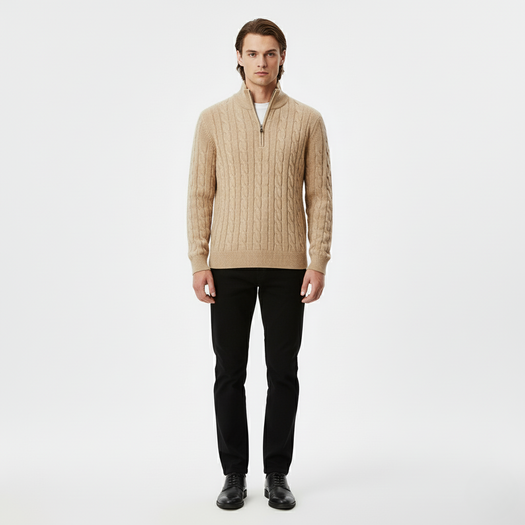 Cable Knit Quarter Zip Sweater