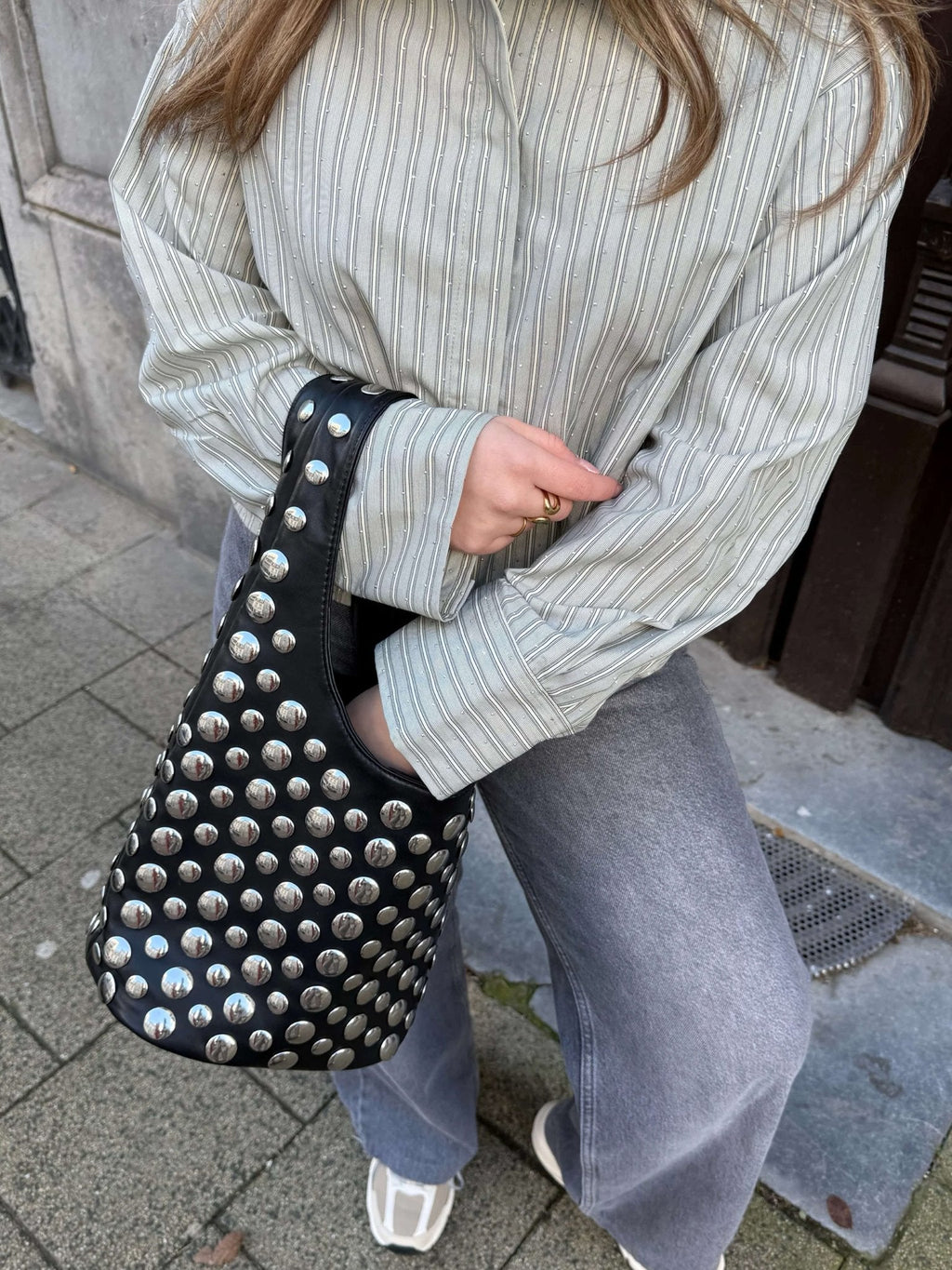 Alva Studded Bucket Bag