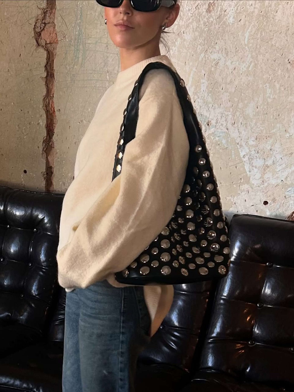 Alva Studded Bucket Bag
