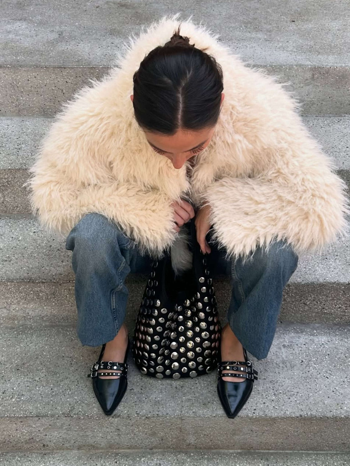 Alva Studded Bucket Bag