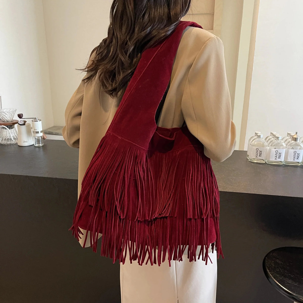 Amanda Velvet Tassel Shoulder Bag