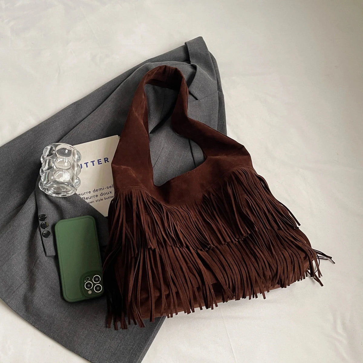 Amanda Velvet Tassel Shoulder Bag