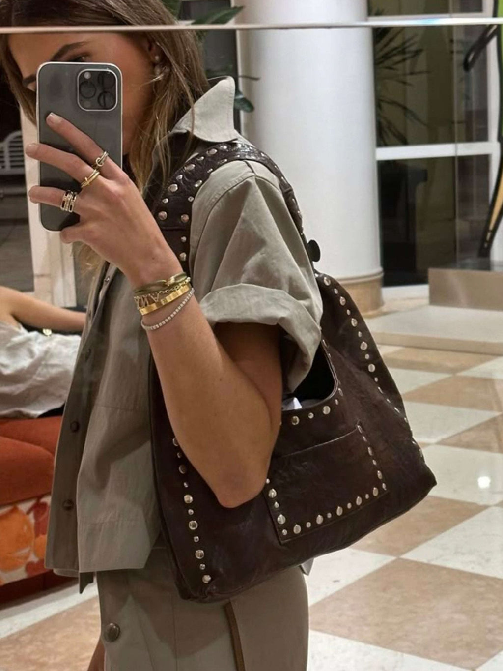 Stefani Studded Tote Bag